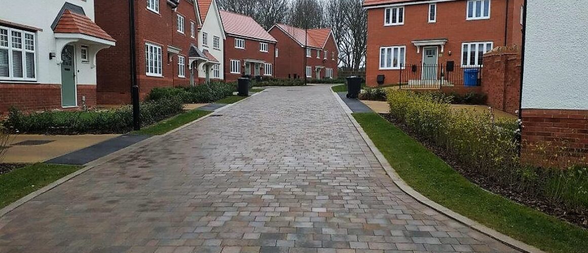 View of one of the first completed streets at Halsnead Garden Village